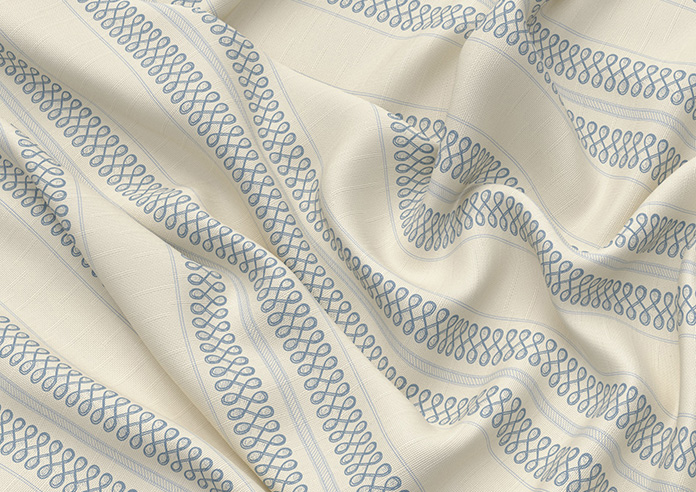 Trellis Prints, Noble Stripe Raffs Blue - Roman Blind - Image 4